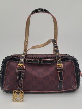 Vintage Loewe Anagram PVC and Patent Leather Satchel
